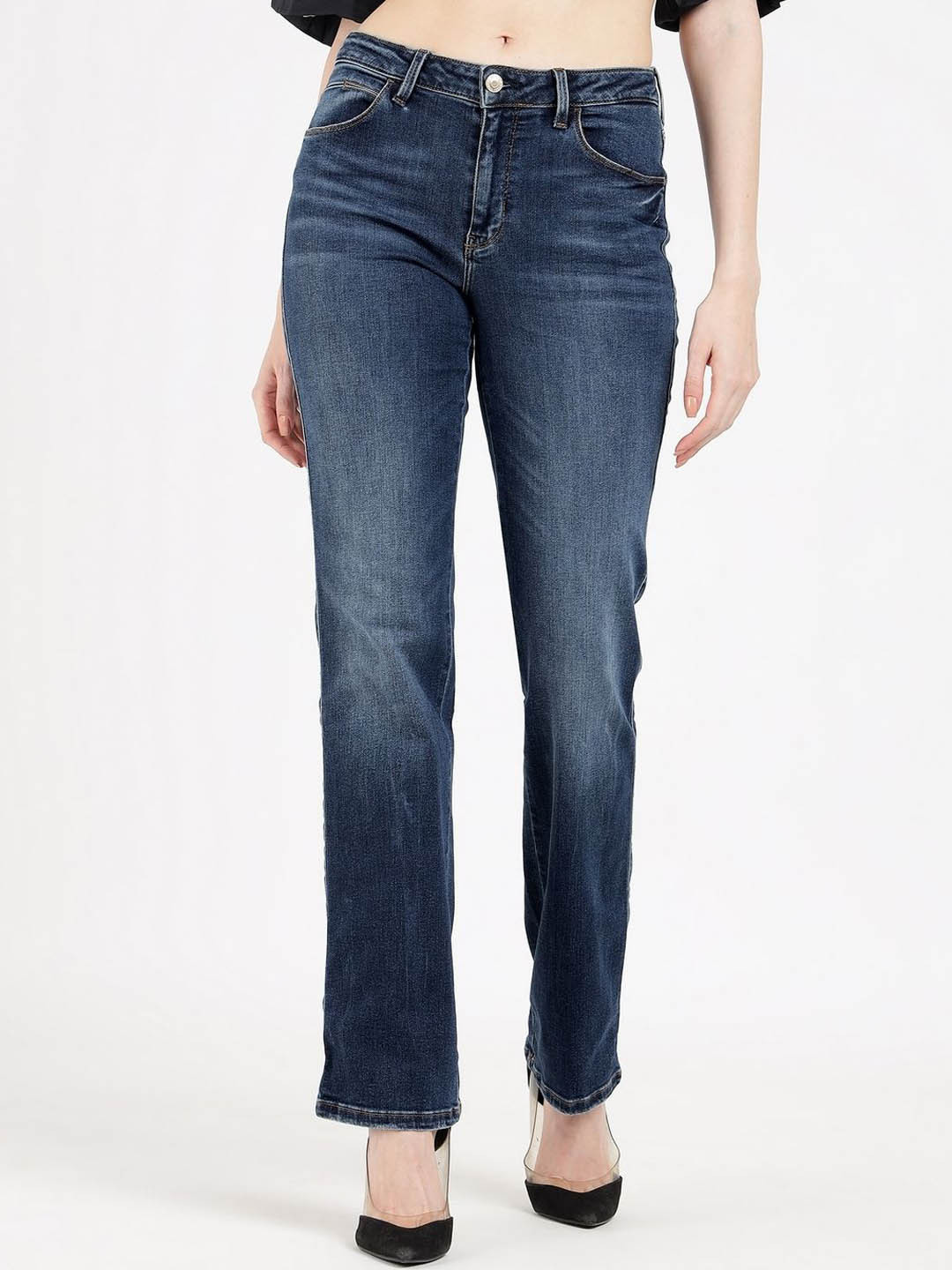 GUESS Women Bootcut High-Rise Light Fade Jeans