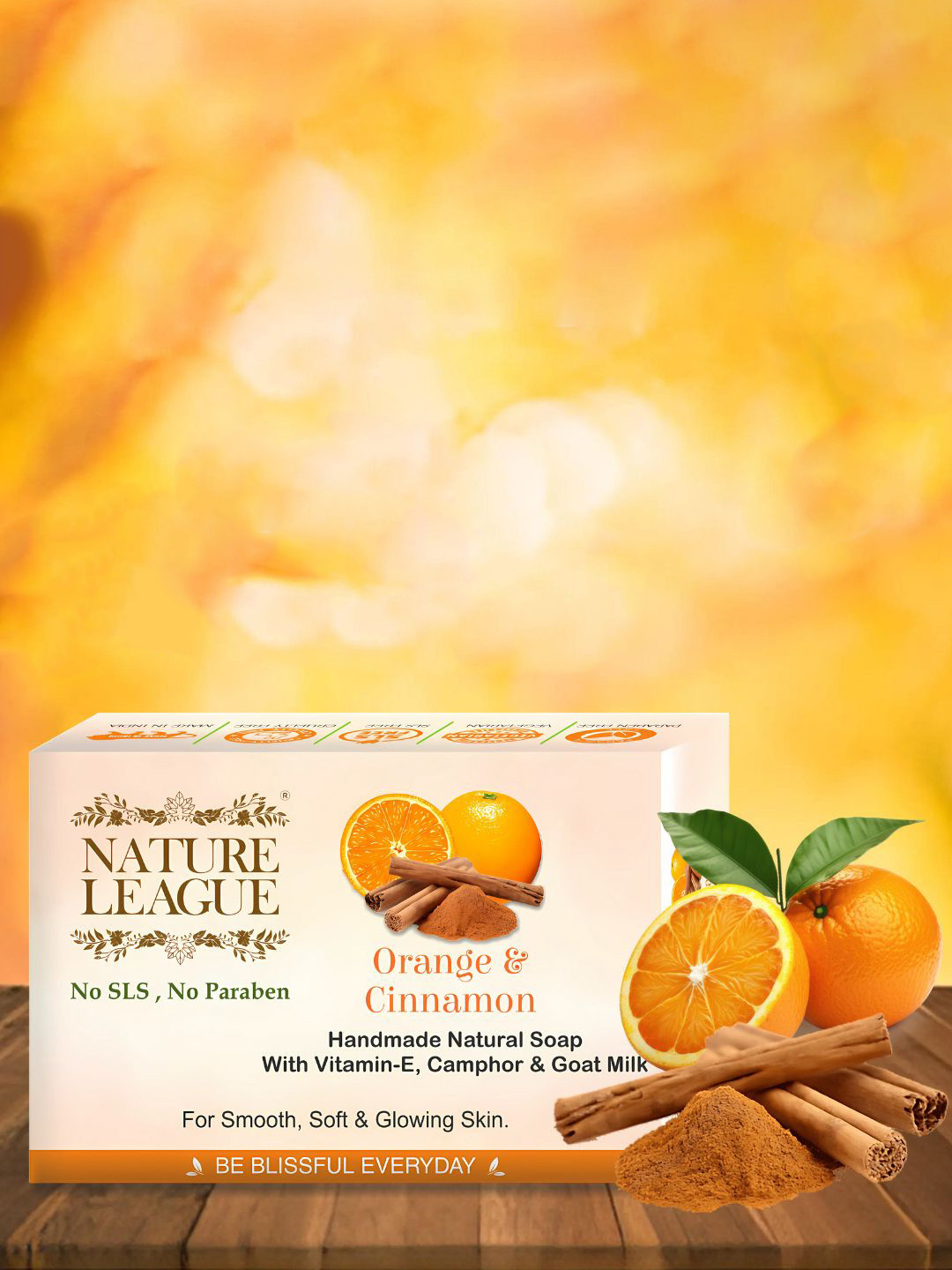 NATURE LEAGUE Set Of 8 Orange And Cinnamon Natural Skin Nourishing Soap - 100 g Each