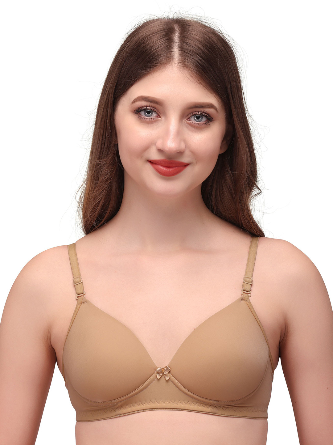 Exotica Lingerie Cream Padded Non Wired Medium Coverage Push up Bra