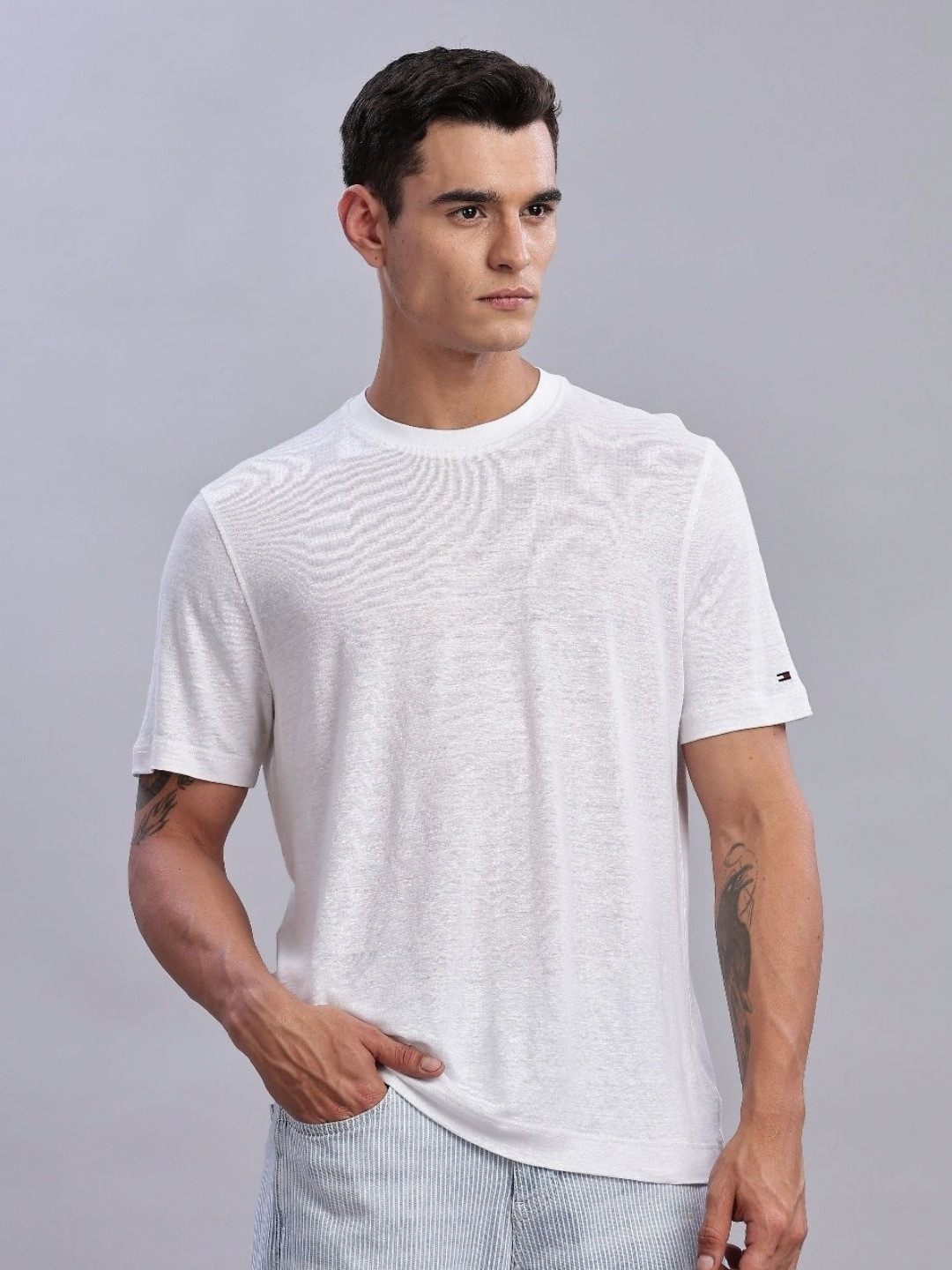 Tommy Hilfiger Men Printed Linen T-shirt