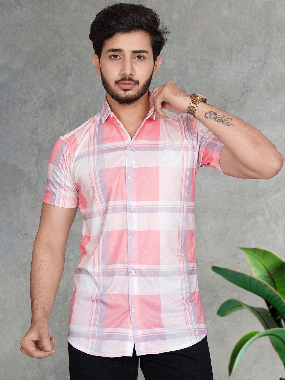 MARMIC FAB Men Classic Slim Fit Tartan Checks Opaque Printed Casual Shirt