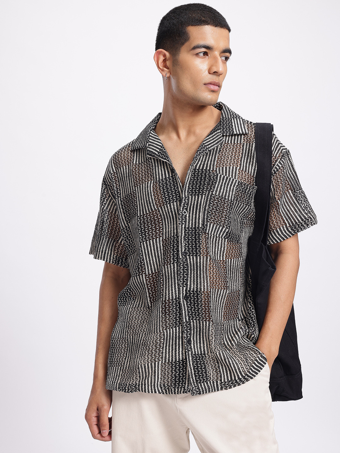 Kook N Keech Crochet Drop-Shoulder Relaxed Shirt