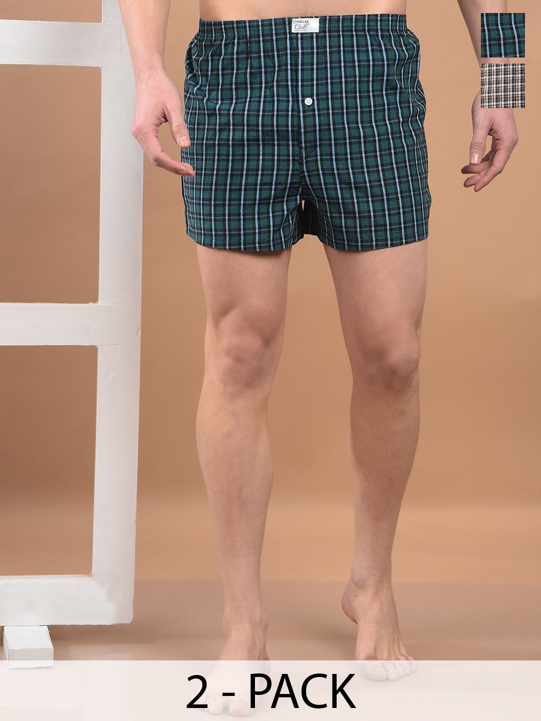 Dollar Pack Of 3 Checked Cotton Boxers TSSO-01-CHECK345-PO3