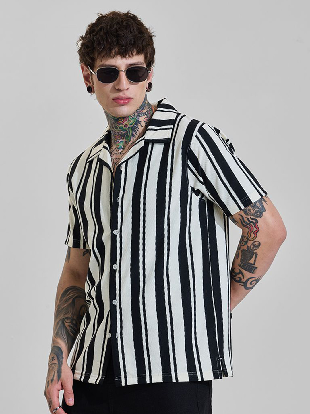 Snitch Men Boxy Multi Stripes Opaque Striped Casual Shirt