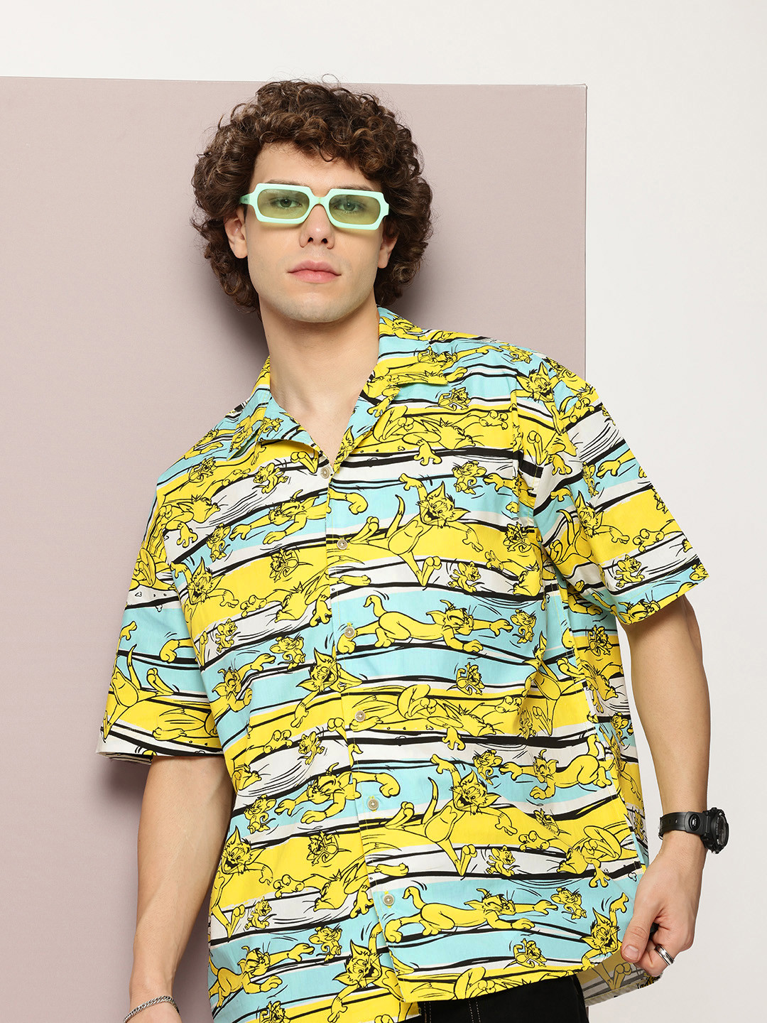 Kook N Keech Toons Pure Cotton Tom & Jerry Printed Oversized Casual Shirt