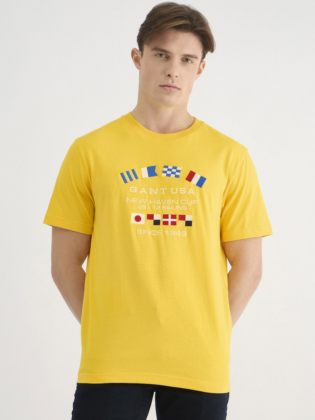 GANT Men Flag Embroidered Printed Pure Cotton Applique T-shirt