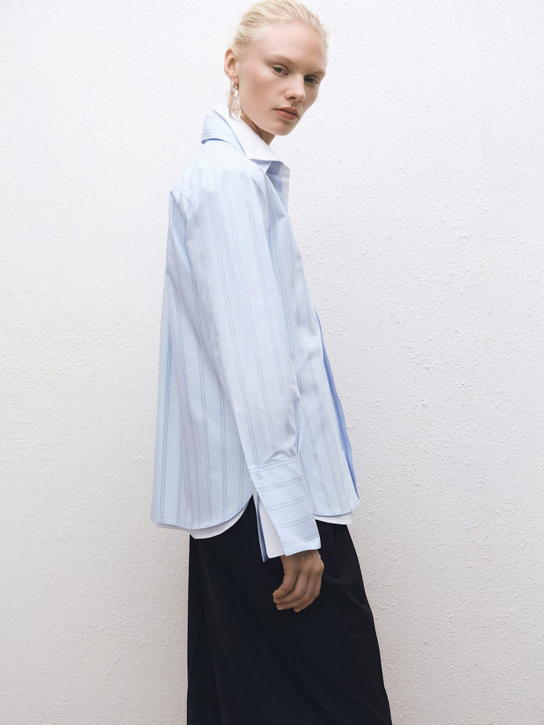 MANGO SELECTION Striped Pure Cotton Poplin Shirt