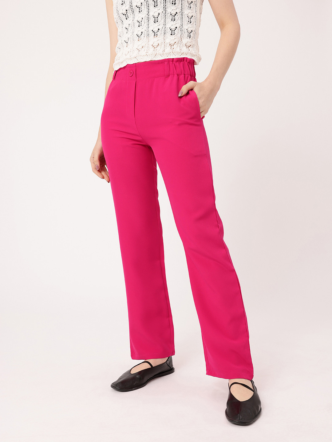 DressBerry High-Rise Straight Fit Trousers