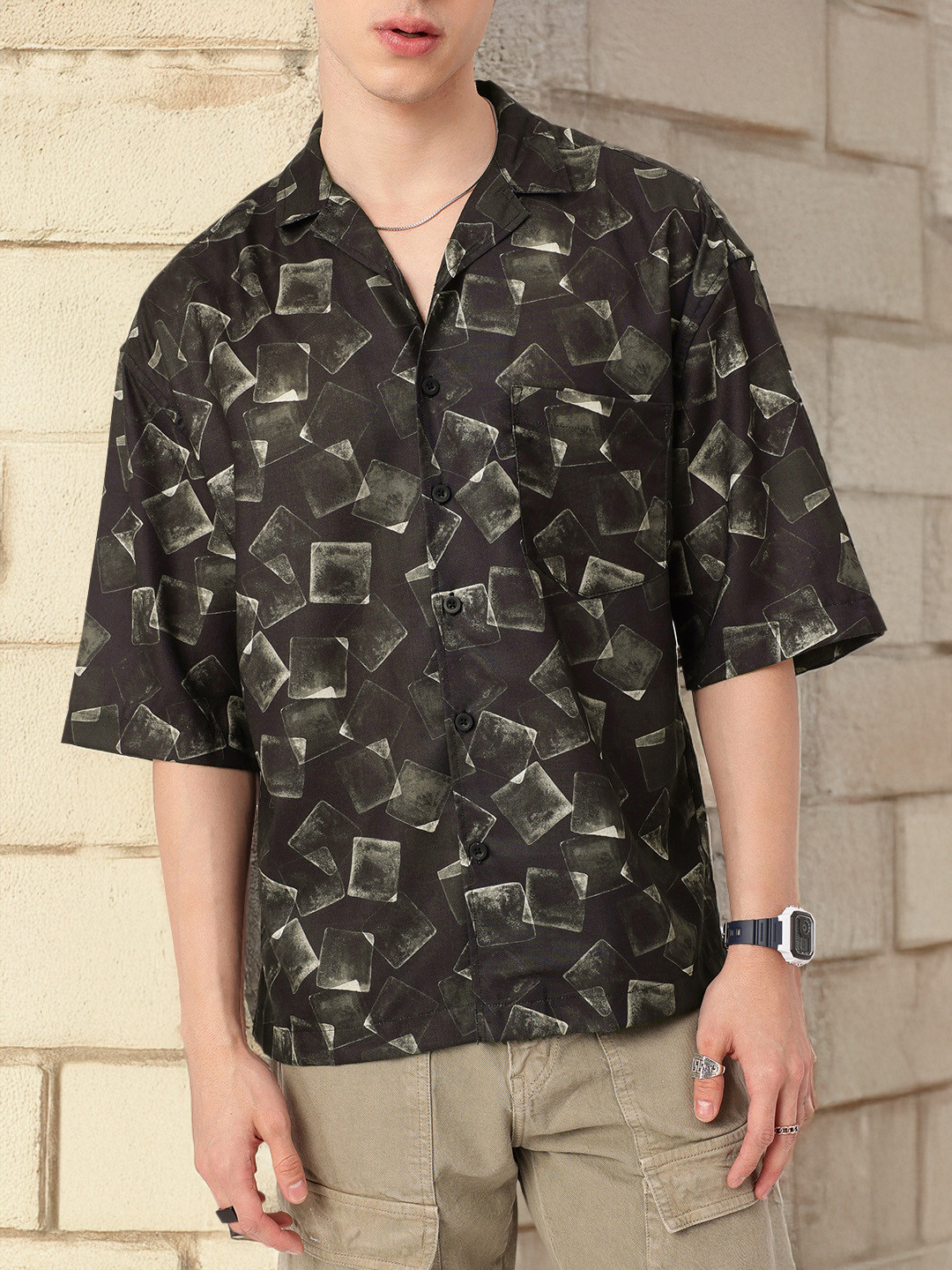 Kook N Keech Indie Geometric Flair Relaxed Fit Printed Shirt