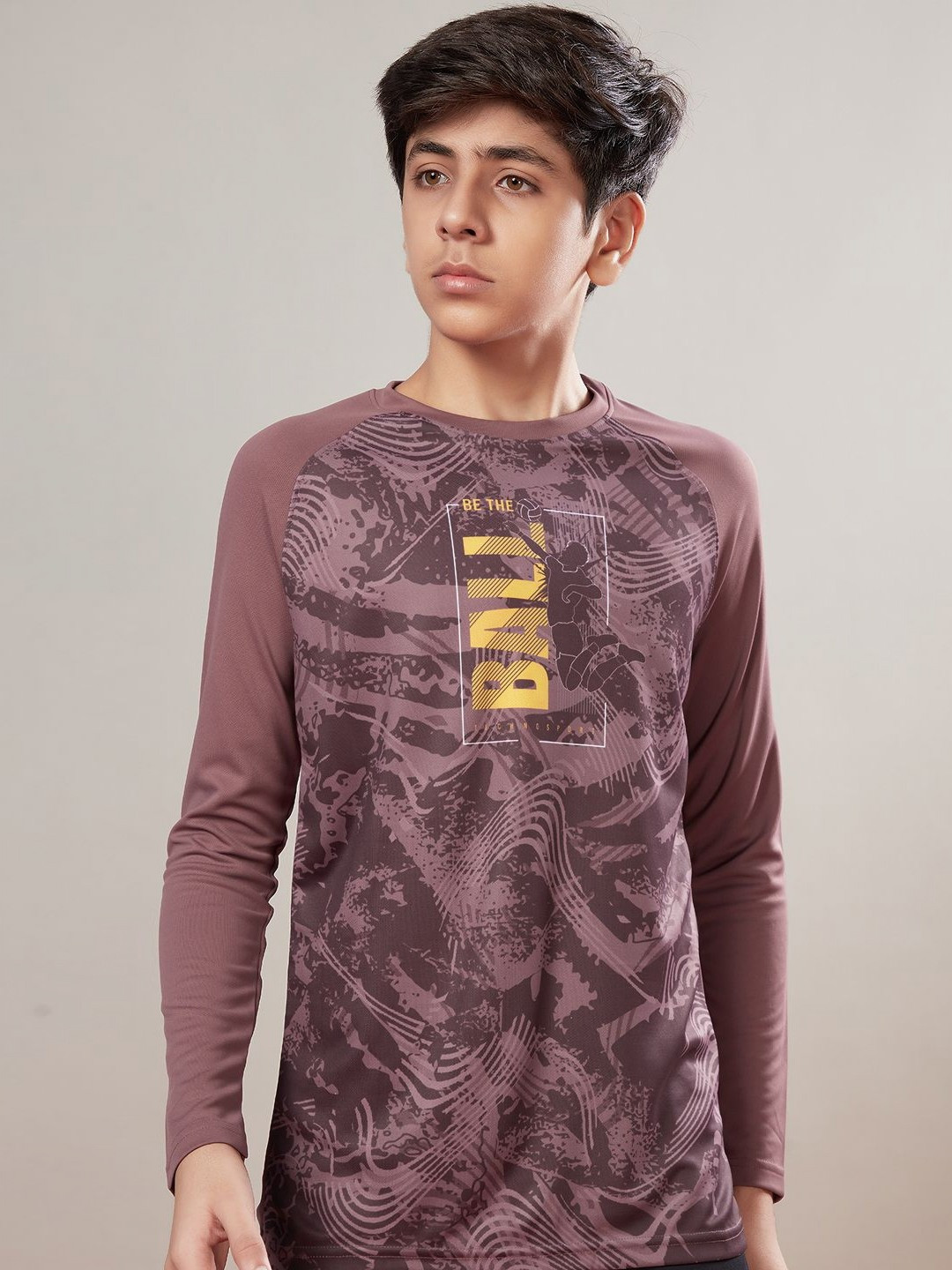 Technosport Boys Printed Raw Edge Slim Fit T-shirt