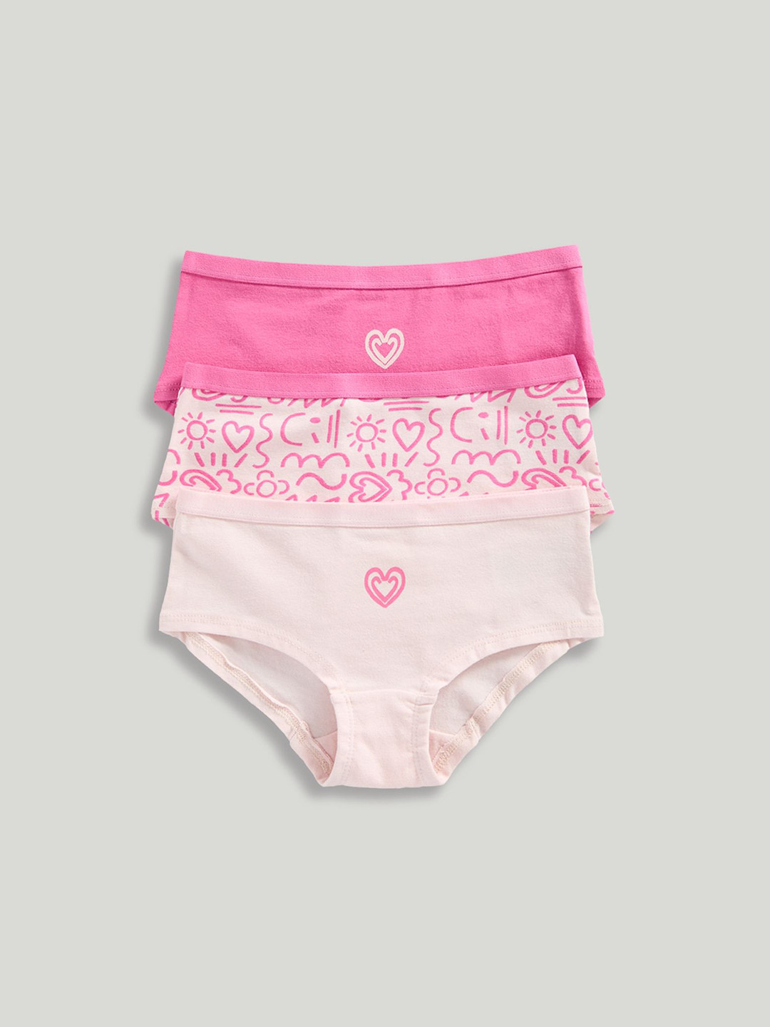 Mothercare Girls Pack Of 3 Printed Mid-Rise Hipster Briefs LK968