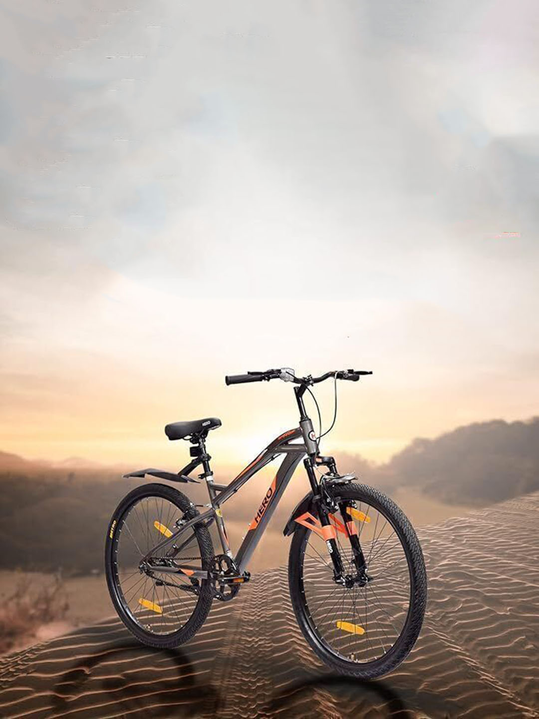 Hero Spinner 26T MTB Bike Single Speed Grey Front Suspension Mountain Bike