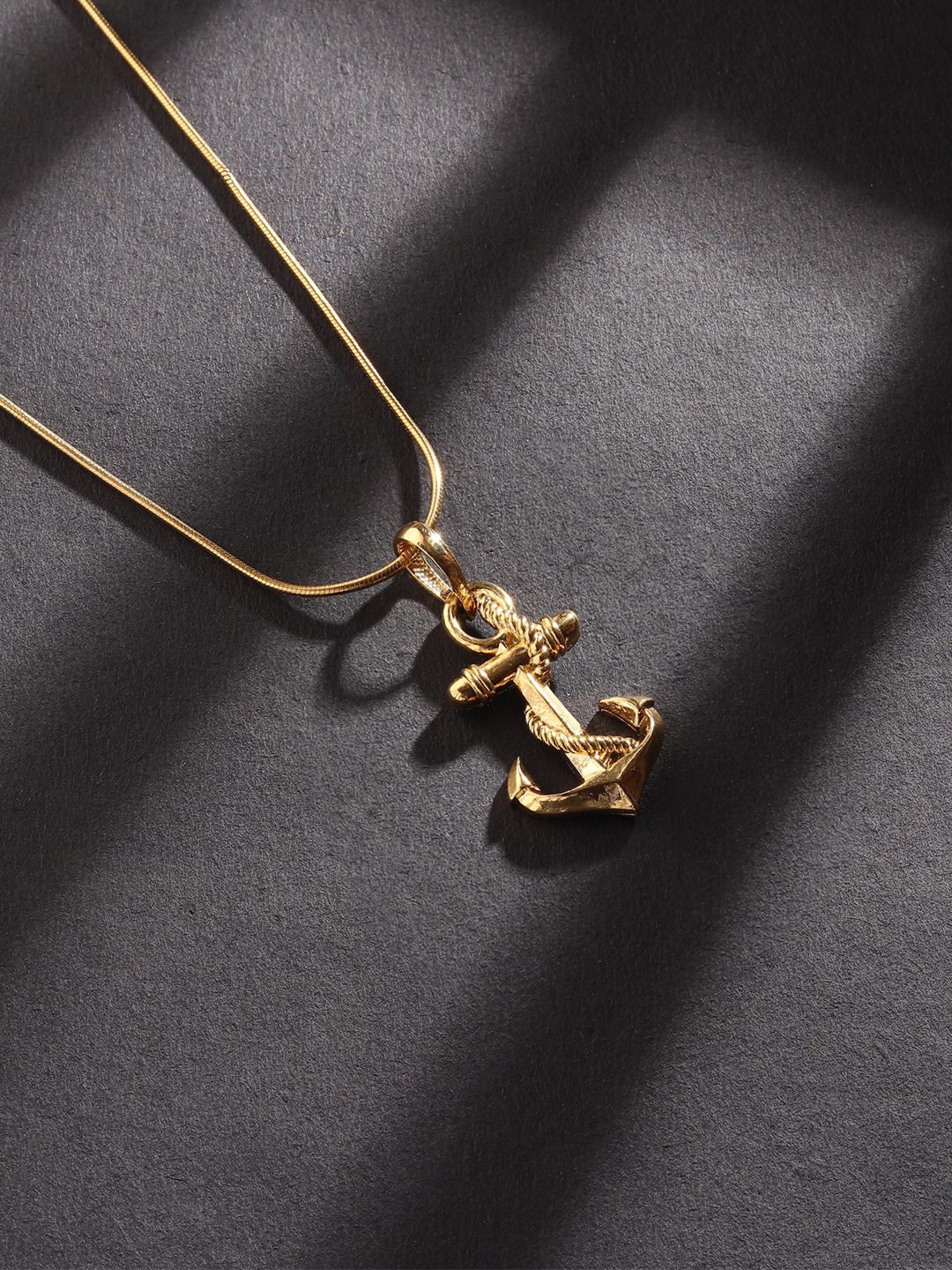 AKSHAT SAPPHIRE Kids 925 Sterling Silver Gold-Plated Anchor Design Pendant