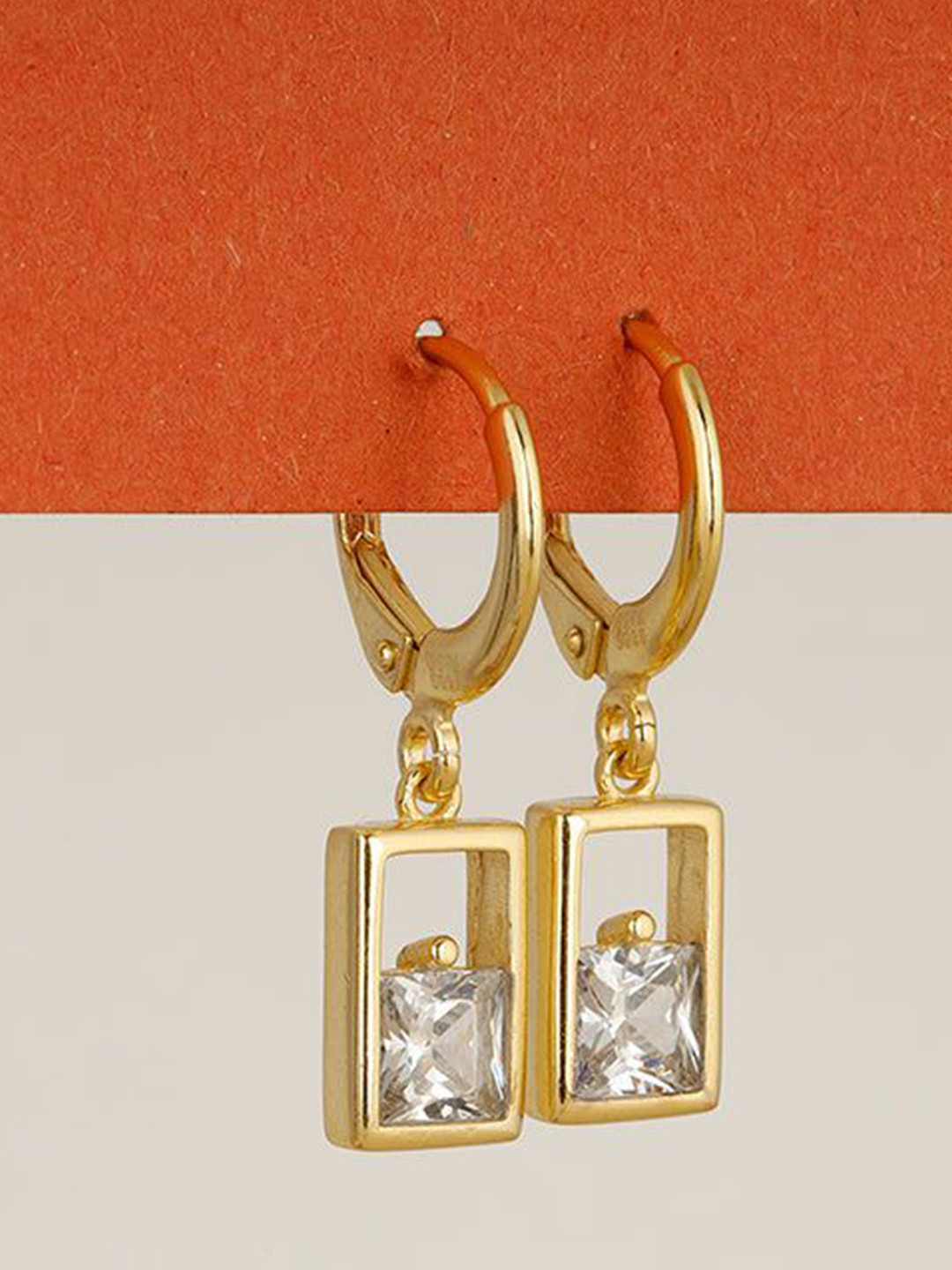 GIVA Bask In Glory 925 Sterling Silver Gold Plated Geometric Drop Earrings