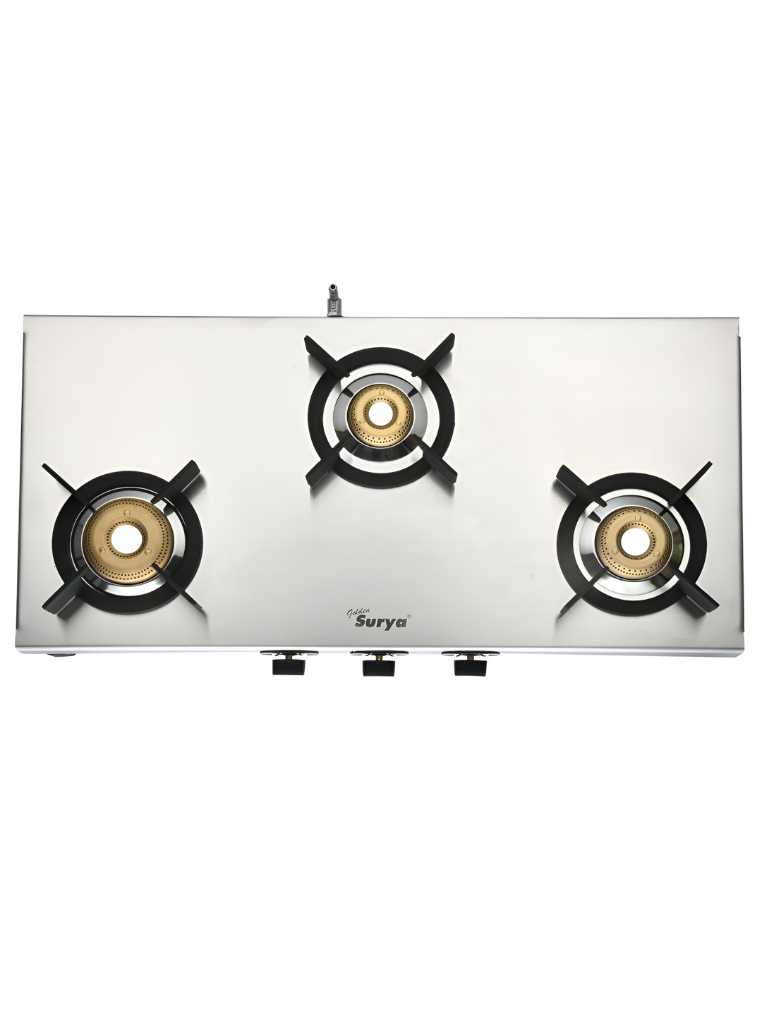GOLDEN SURYA Grey Heavy Stainless Steel 3 Burner Manual Gas Stove