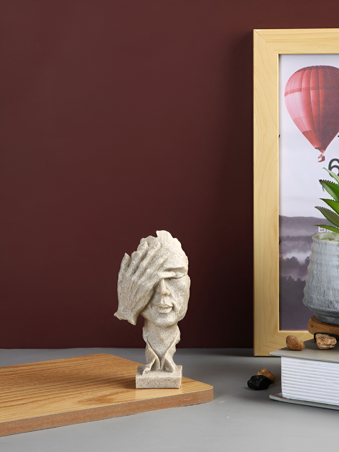 Myntra Elegant Homes Hidden Emotions Bust Beige Resin Matte Living Room Small Showpiece - 4.7 Inches