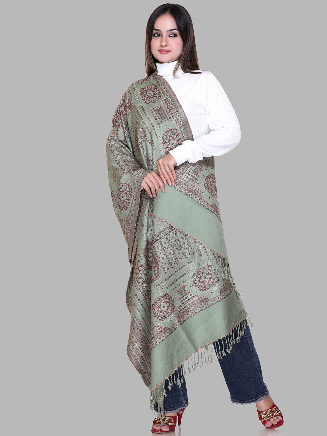 Tones-N-Shades Floral Woven Design Stole