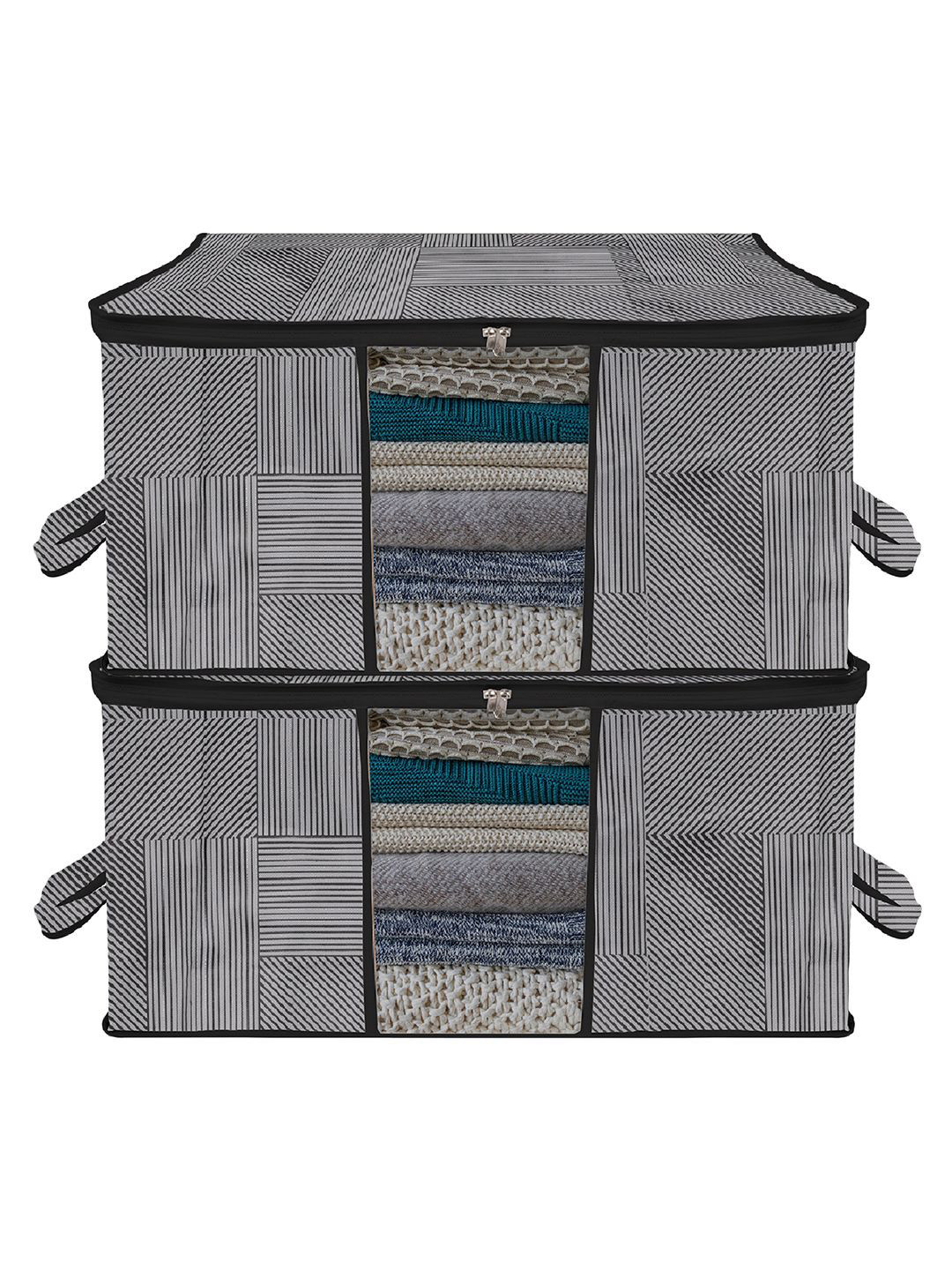 Kuber Industries Grey & Black 2 Pieces Regular Swab Storage Organisers