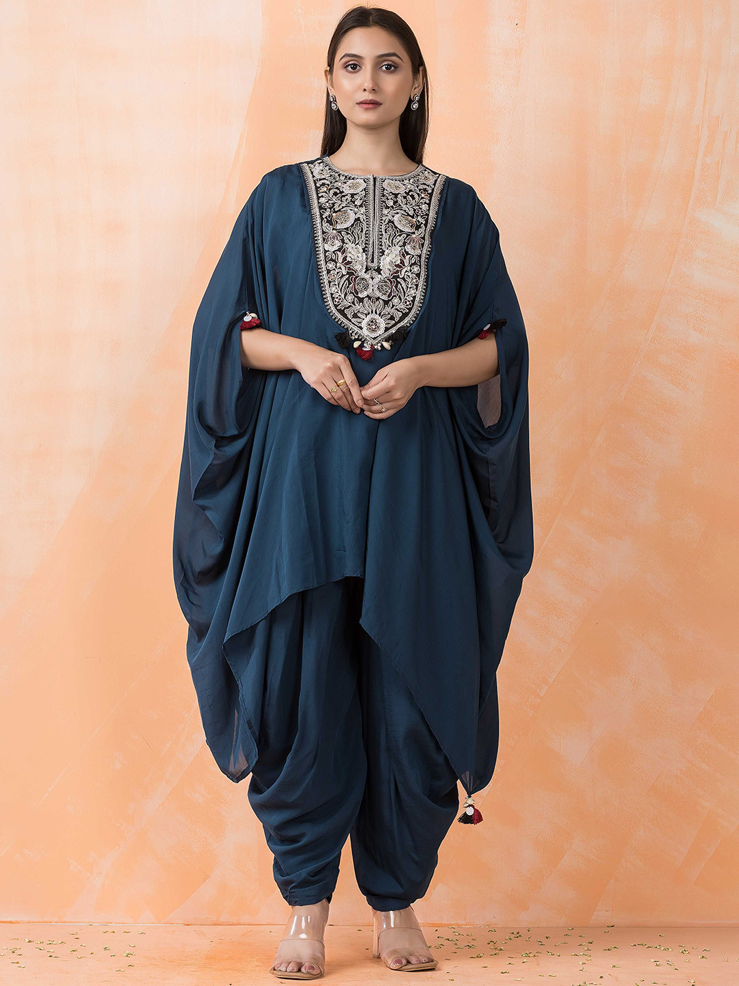 SACRED SUTA Women Embroidered Regular Thread Work Kurta with Dhoti Pants