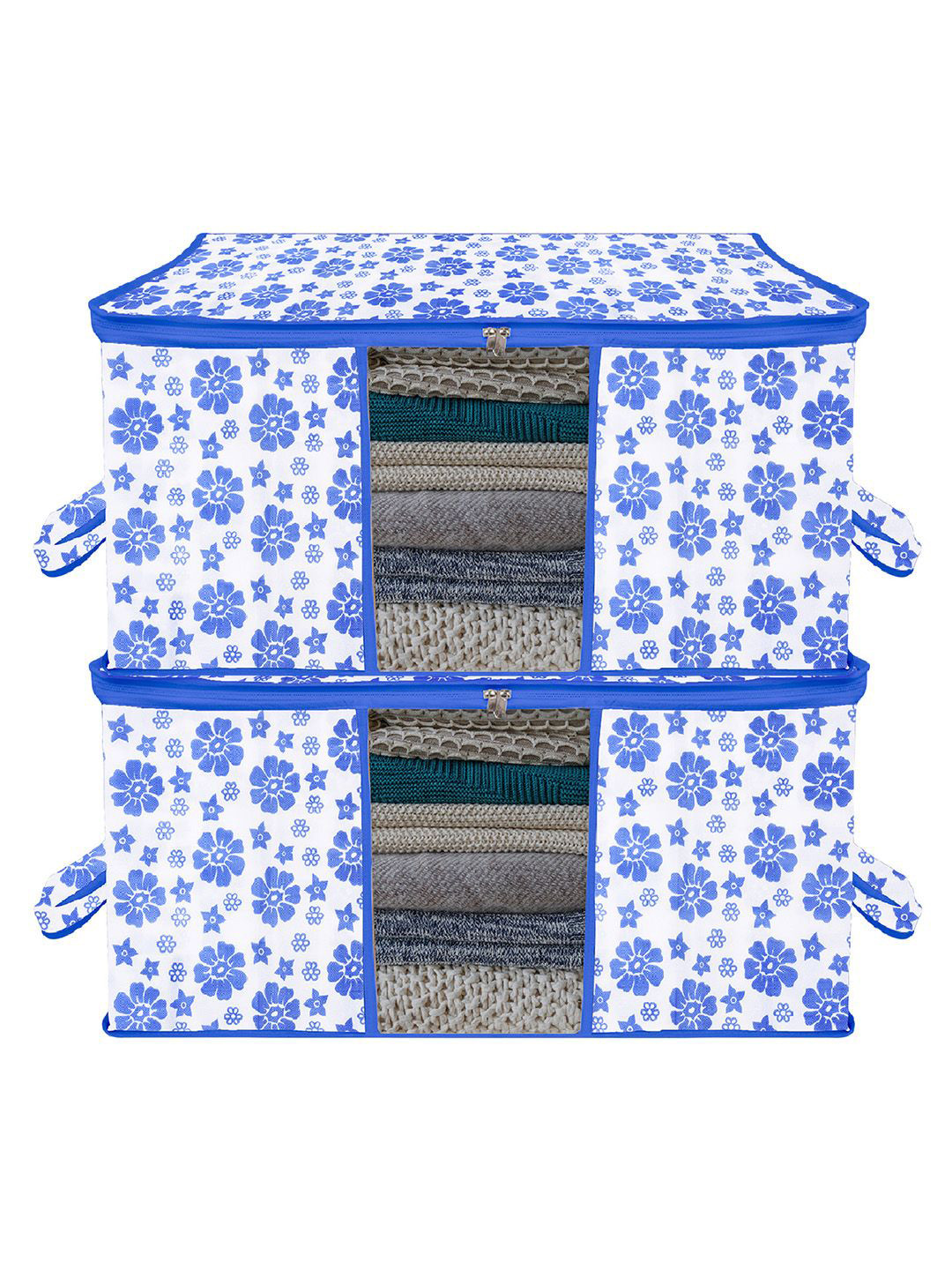 Kuber Industries Blue & White 2 Pieces Regular Swab Storage Organisers