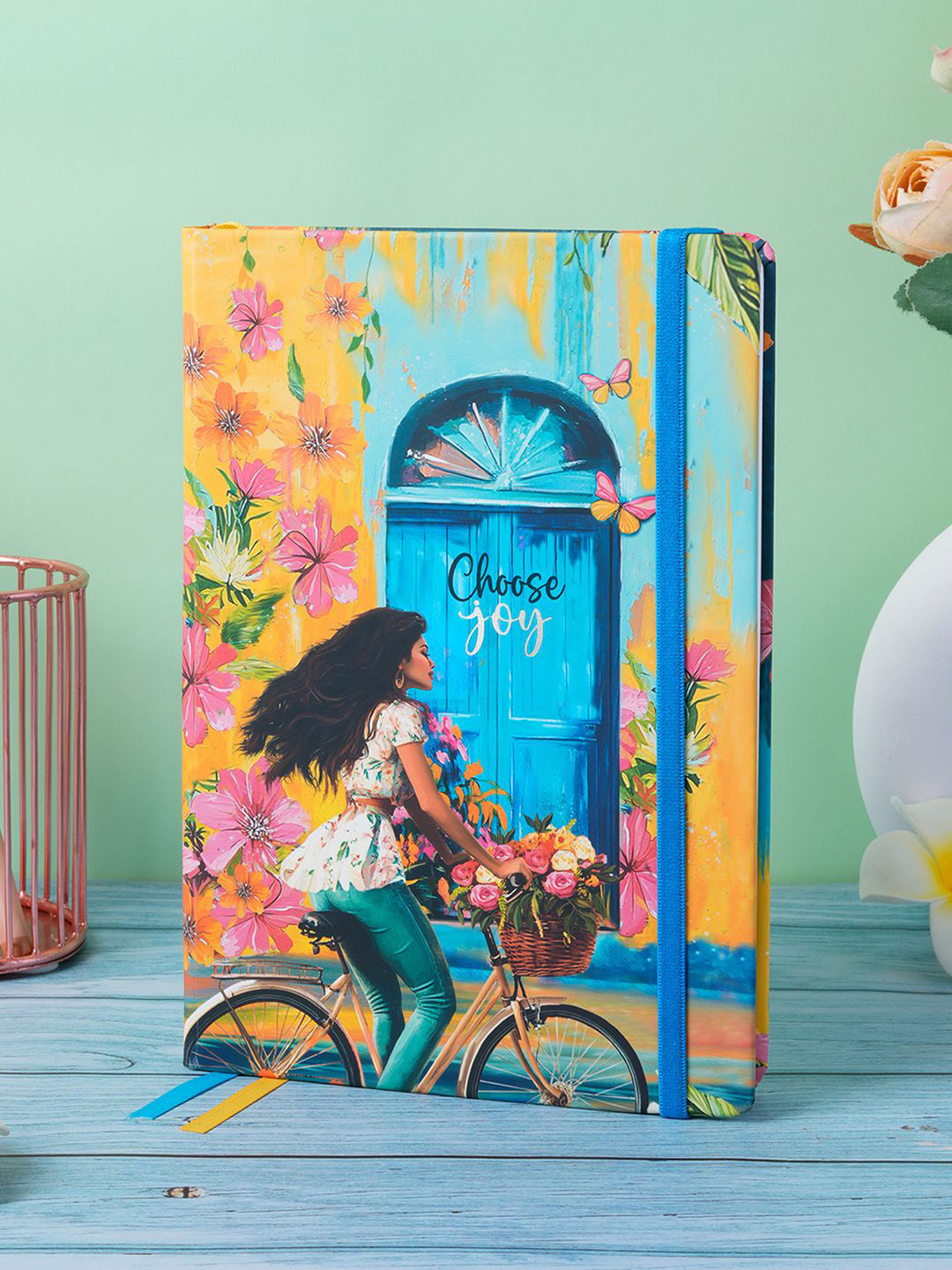 Doodle Blue And Yellow Floral Printed A5 WorkLife Balance Planner