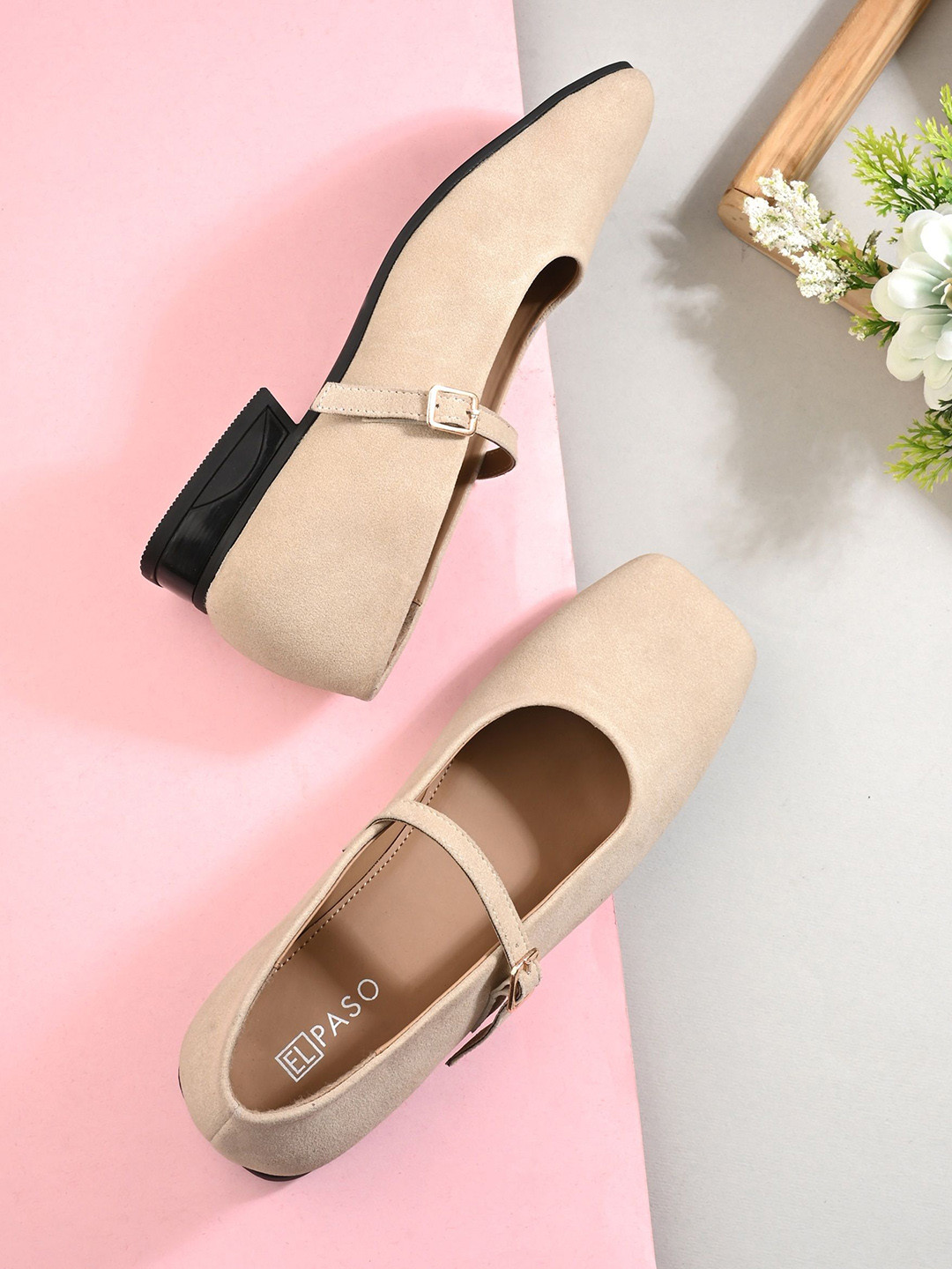 El Paso Women Beige Mary Janes
