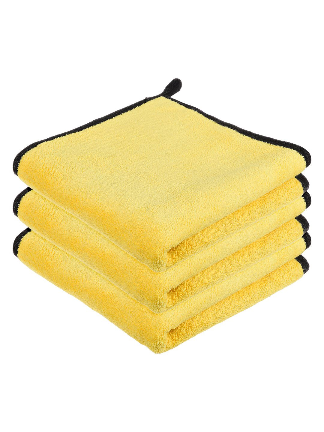 Kuber Industries Pack Of 3 Yellow and Black 400 GSM Cleaning Cloth With Hanging Loop