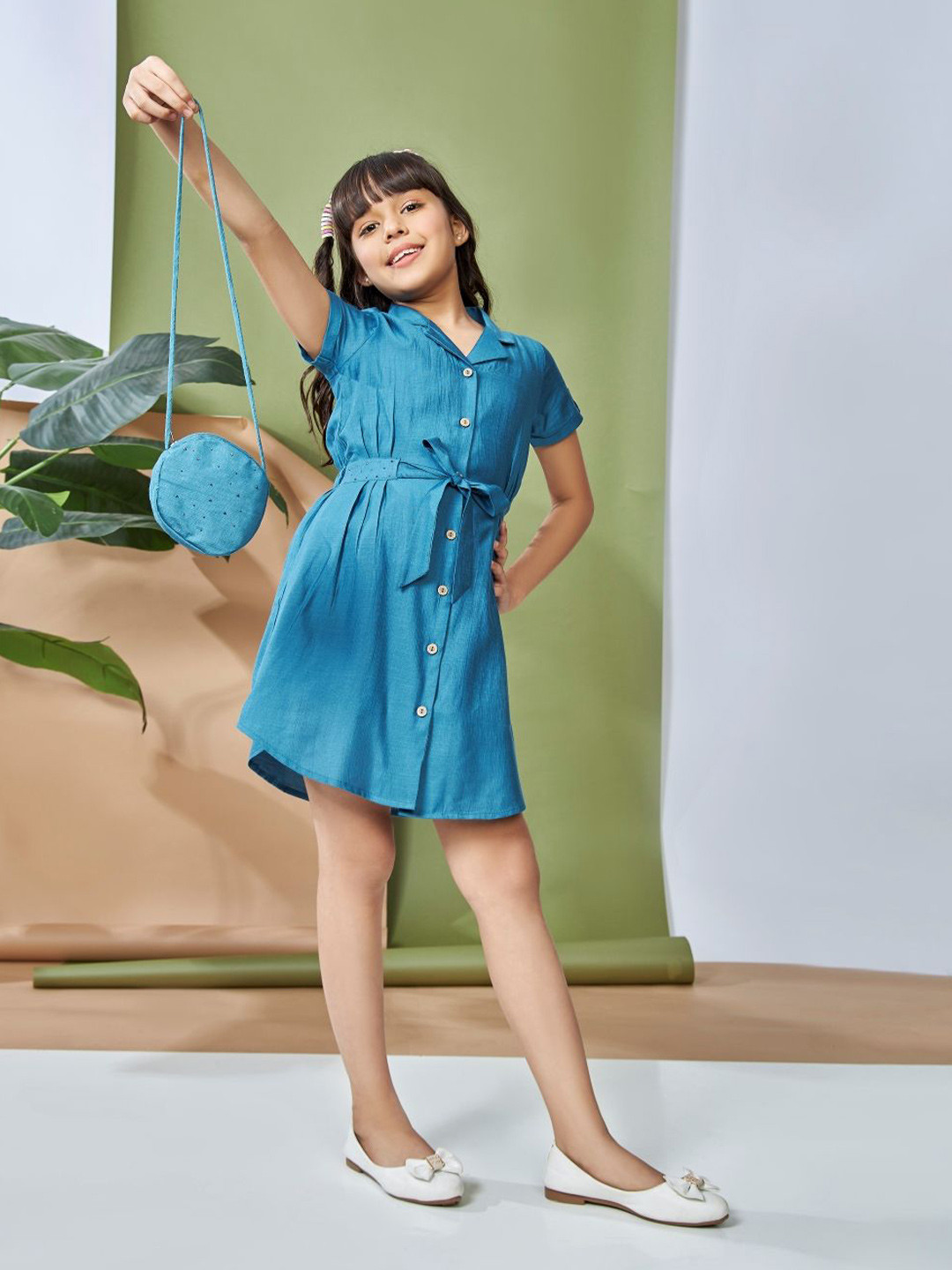 Peppermint Bell Sleeve Georgette A-Line Dress