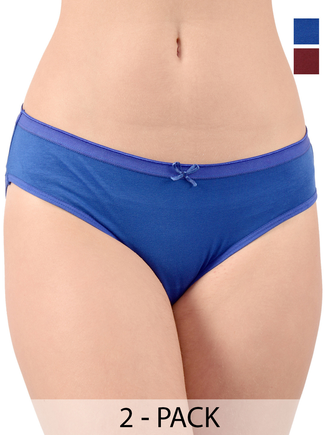 Valles365 by S.C. Pack Of 2 Mid Rise Bikini Briefs BIKPN2BLUMAR-S