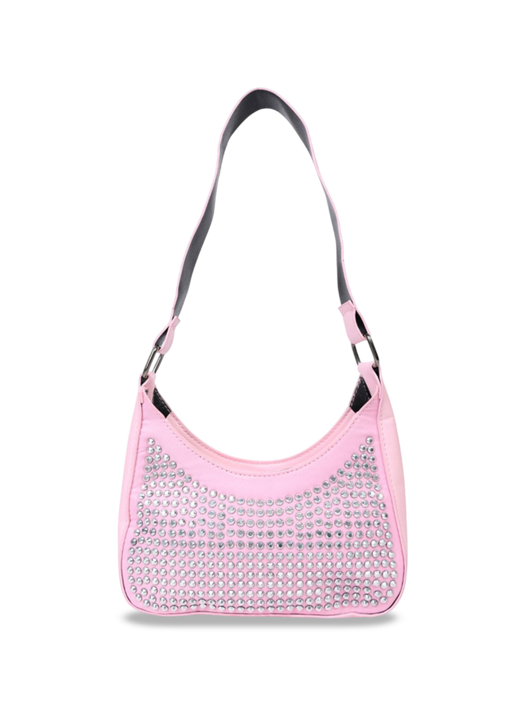 London Rag Embellished PU Structured Hobo Bag with Cut Work