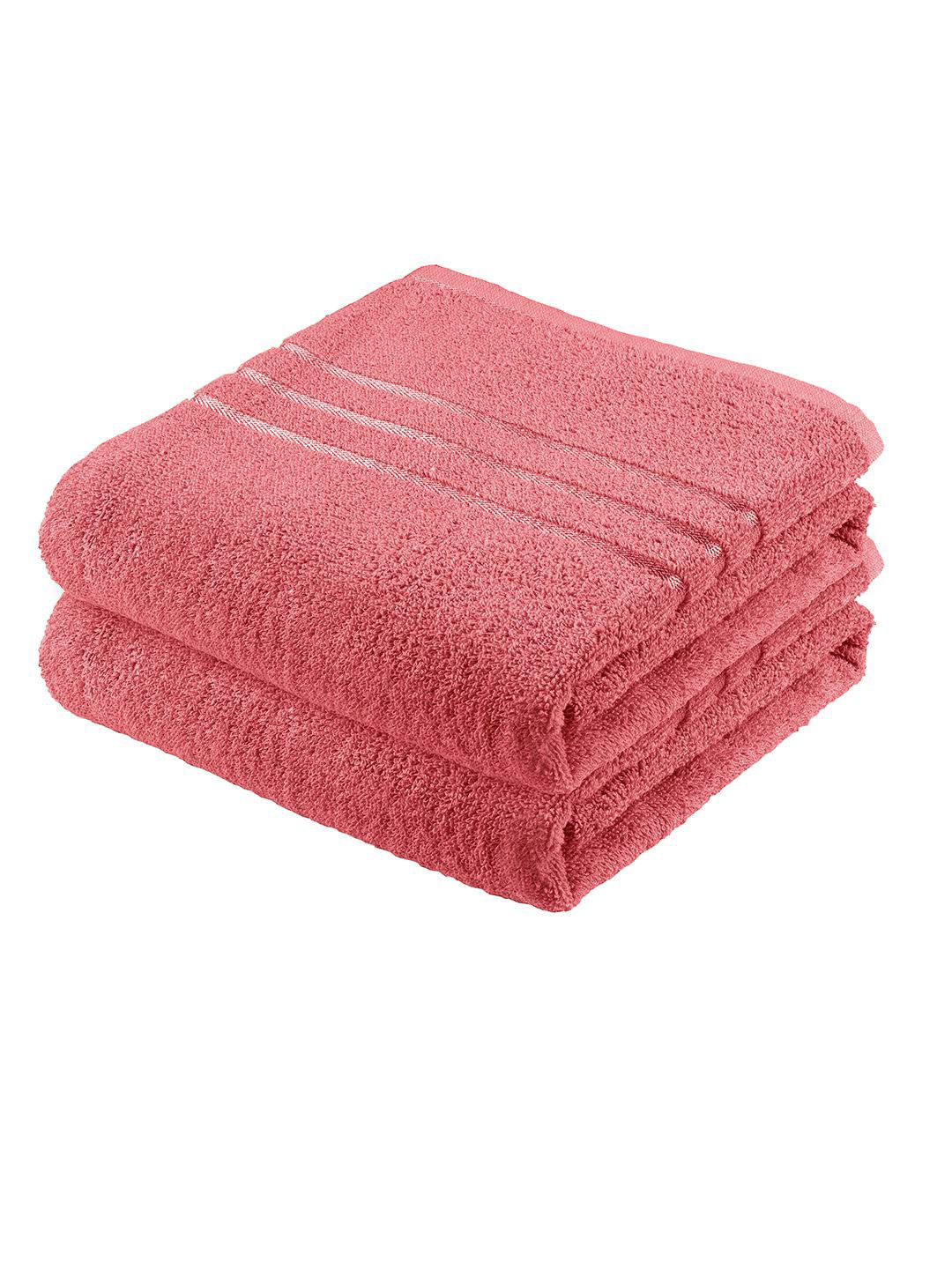 Story@home Peach-Colored 2 Pieces 450 GSM Cotton Bath Towels