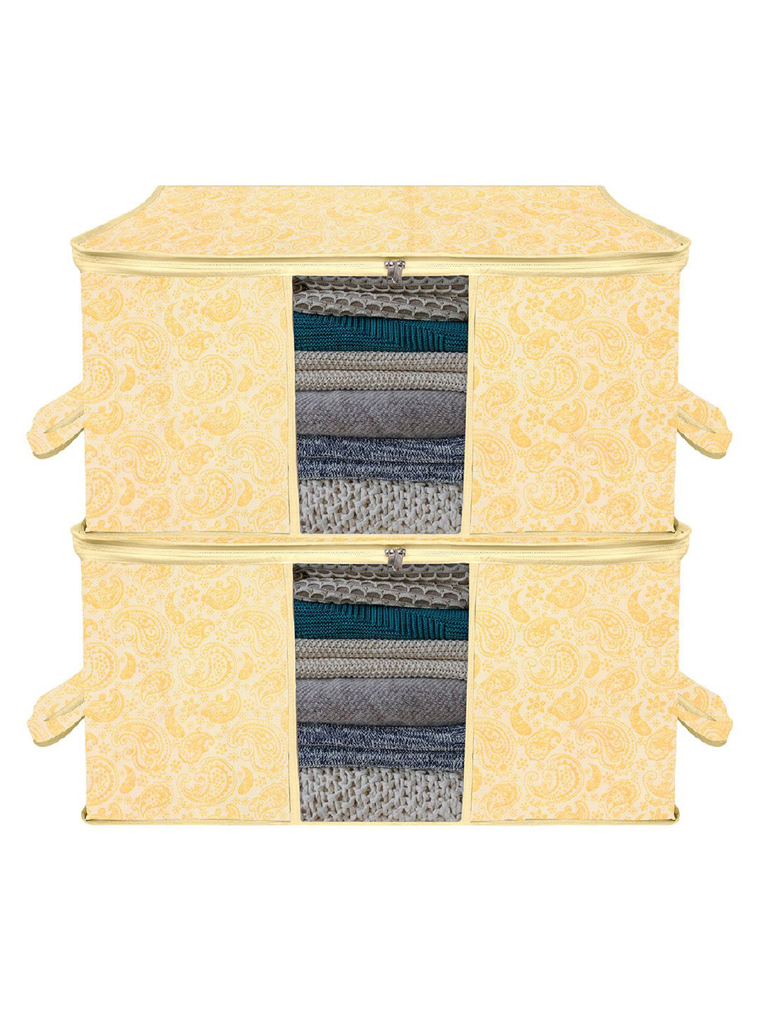 Kuber Industries Yellow 2 Pieces Carry-Design Multi-Utility Organisers