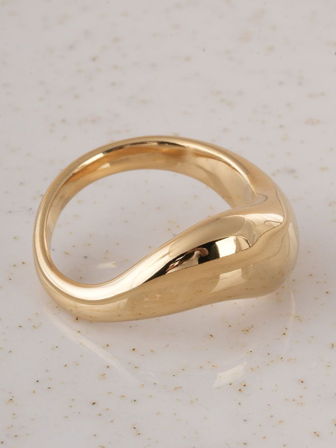 PALMONAS Magical Curve Gold Ring For Women Waterproof & Anti-Tarnish