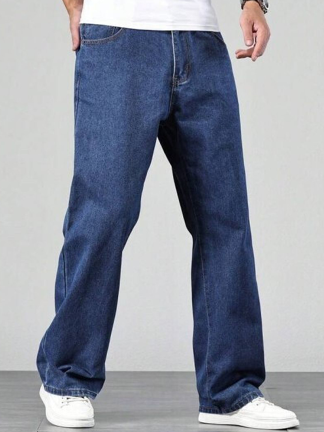 Podge Men Mid-Rise Baggy Clean Look Cotton Jeans