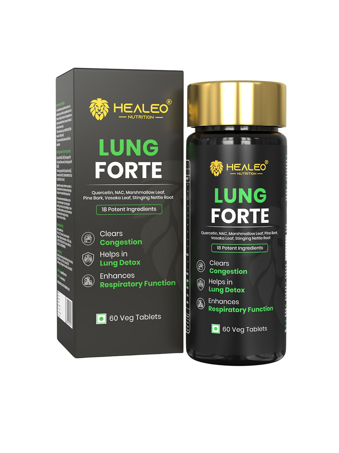 Healeo Nutrition Lung Forte 18-in-1 Lung Detox For Digestion - 60 Tablets
