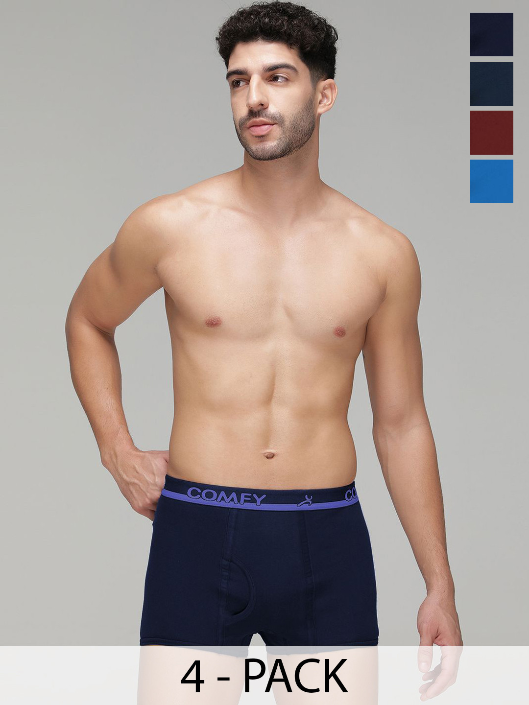 AMUL COMFY Pack Of 4 Pure Cotton Mini Trunks - AC-MTROE-NY-AF-MA-SB-S-4PC