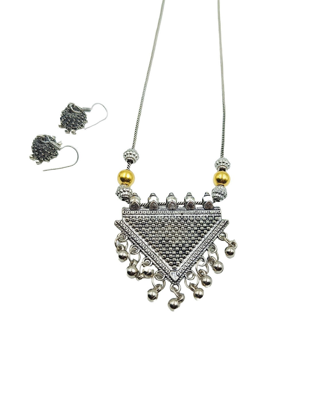 LUKELLO Silver-Plated Oxidized Jewellery Set