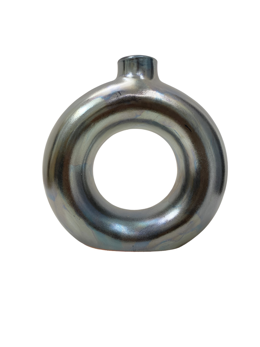 NIRMALYA Black Ceramic Ring Shape Vase