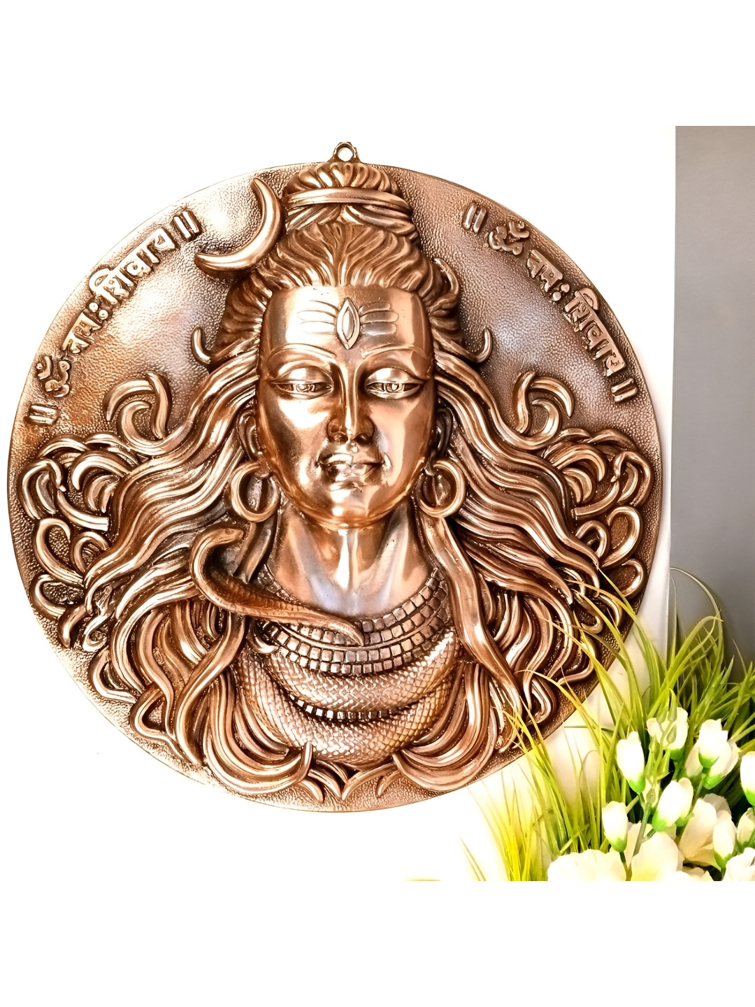 apka mart Bronze and Black Mahadev Shiva Face Metal Wall Hanging