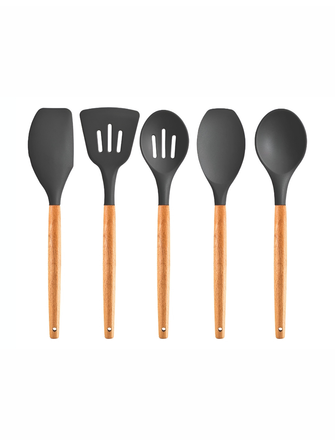 We3 Grey 5 Pieces Silicone Kitchen Utensil Spatula Set