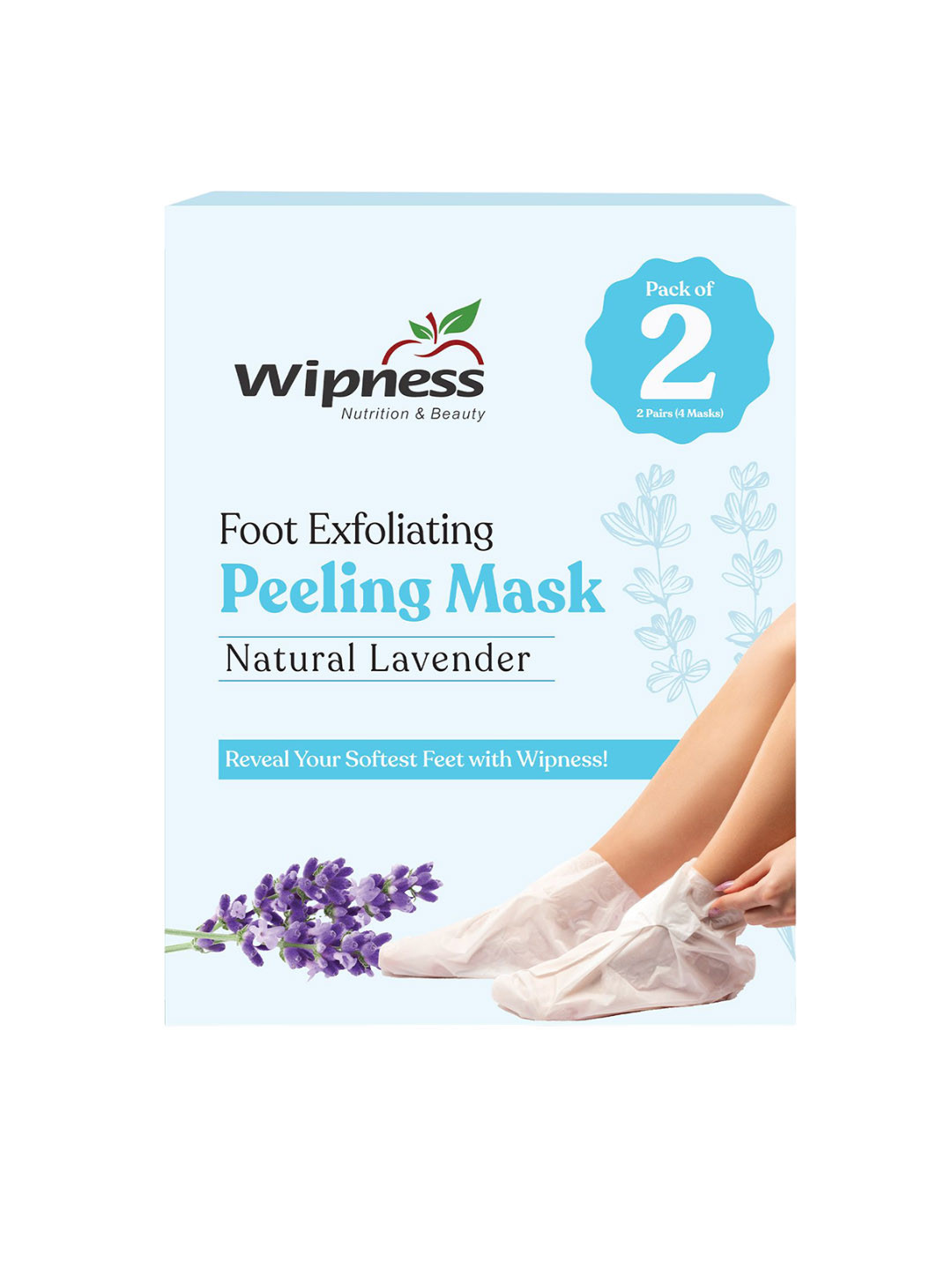 Wipness 100% Natural Foot Peeling & Exfoliating Foot Mask - 4 Pair