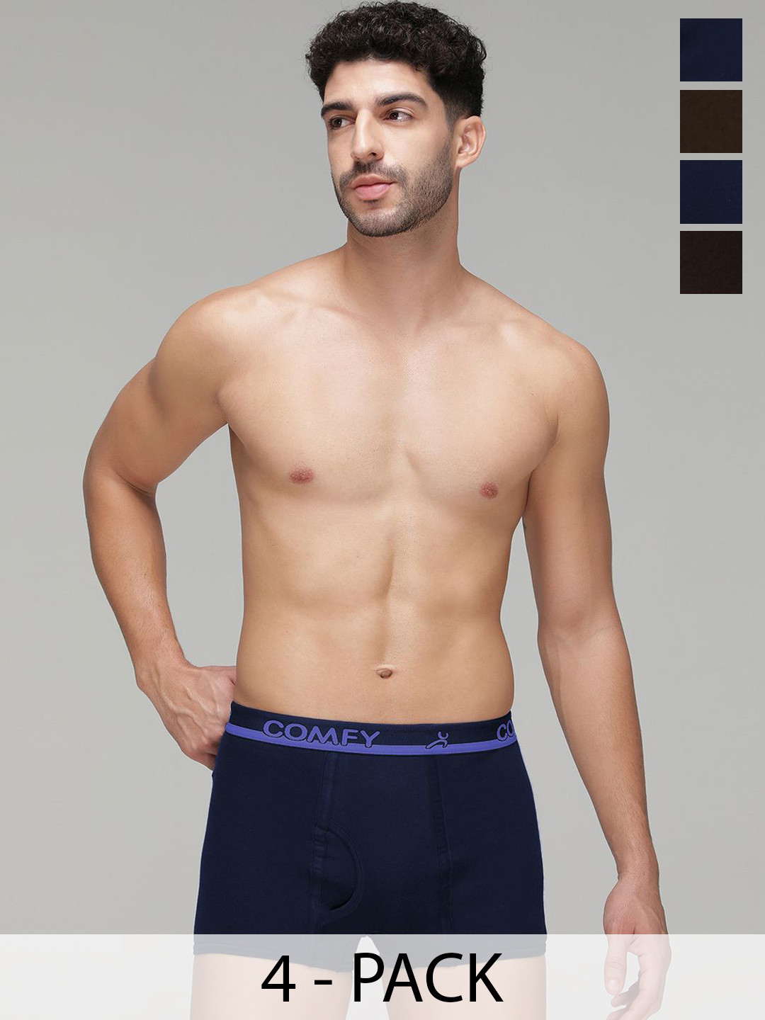 AMUL COMFY Pack Of 4 Pure Cotton Mini Trunks - AC-MTROE-2NY-2CB-XL-4PC