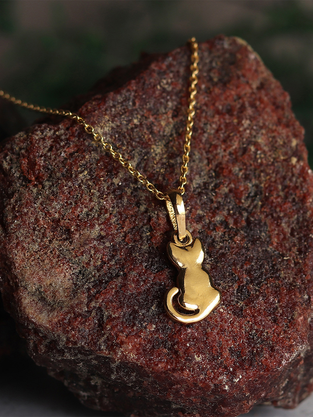 AKSHAT SAPPHIRE Kids 925 Sterling Silver Gold-Plated Cat Design Pendant