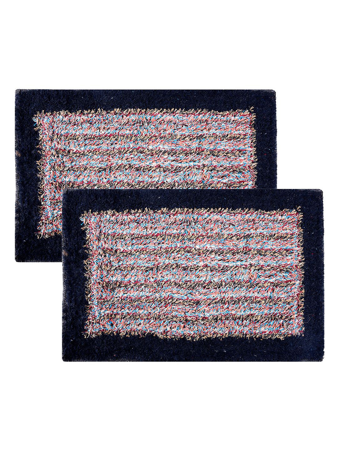 Kuber Industries Blue & Red 2 Pieces Stain Resistant Dust Trapper Doormats