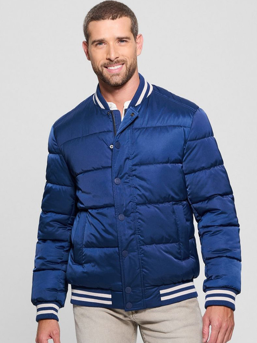 GUESS Men Brand Logo Bomber Jacket