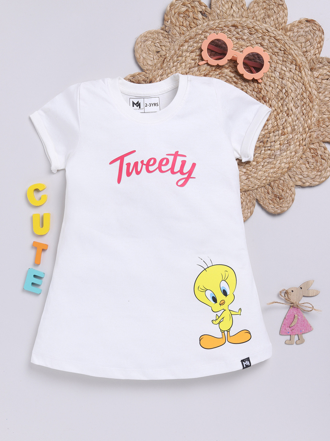 YK X Minute Mirth Girls Cartoon Printed Cotton A-Line Dress