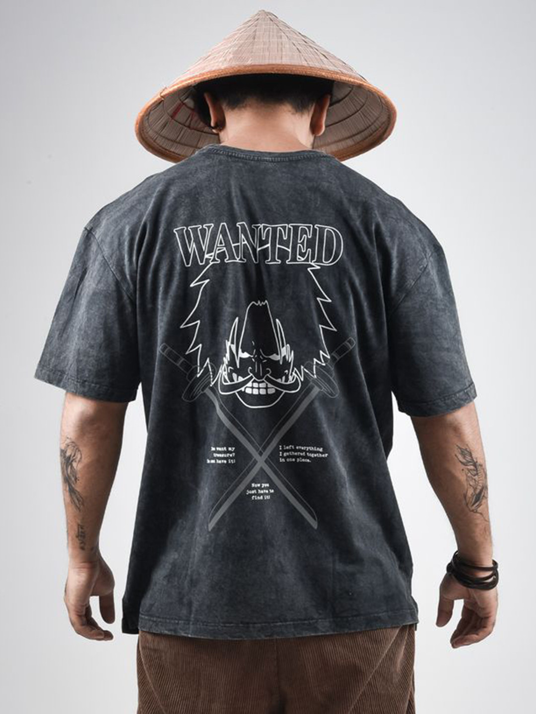 Xenpachi One Piece Anime King Reflective Printed Drop-Shoulder Sleeves Oversized T-shirt