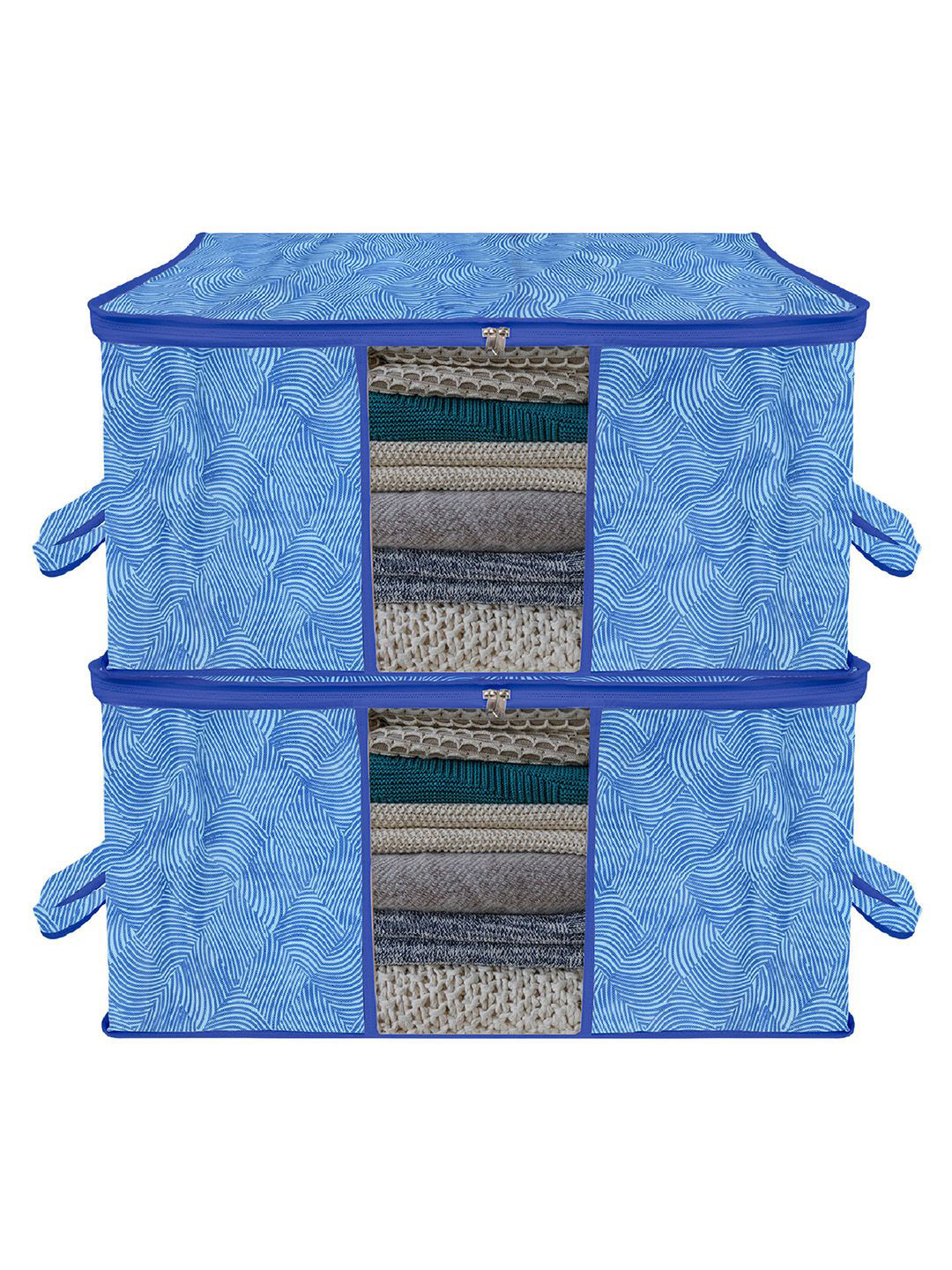 Kuber Industries Blue & Transparent 2 Pieces Regular Swab Storage Organisers