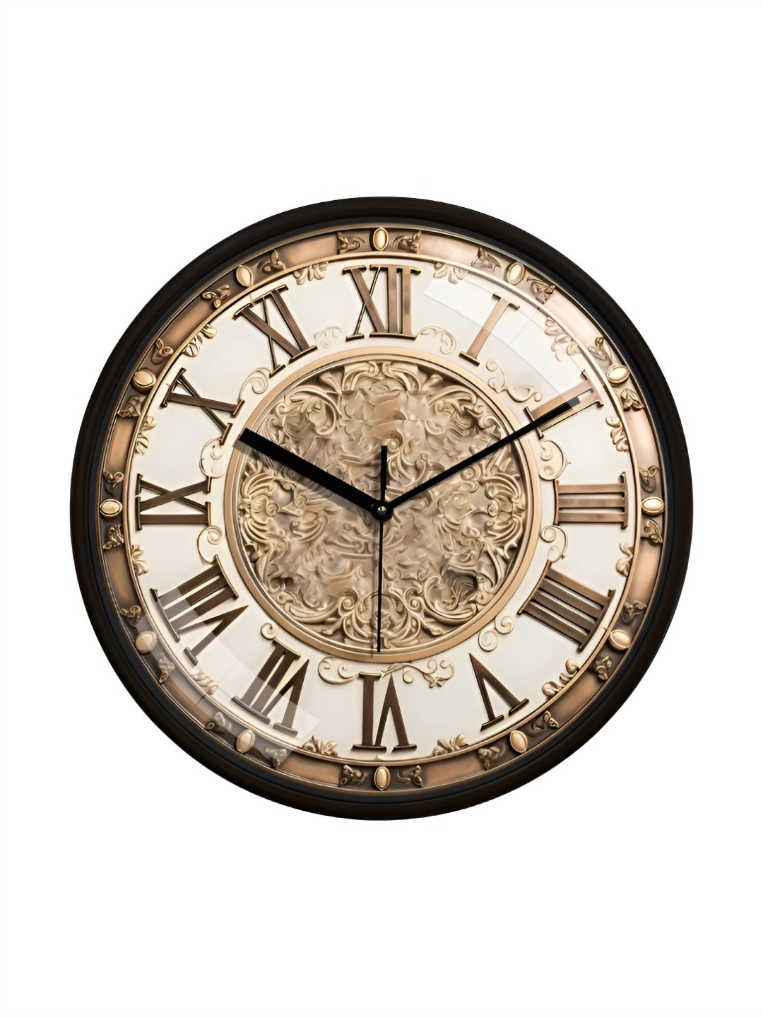 ZULU Brown & White Printed Round Shaped Contemporary Analogue Wall Clock