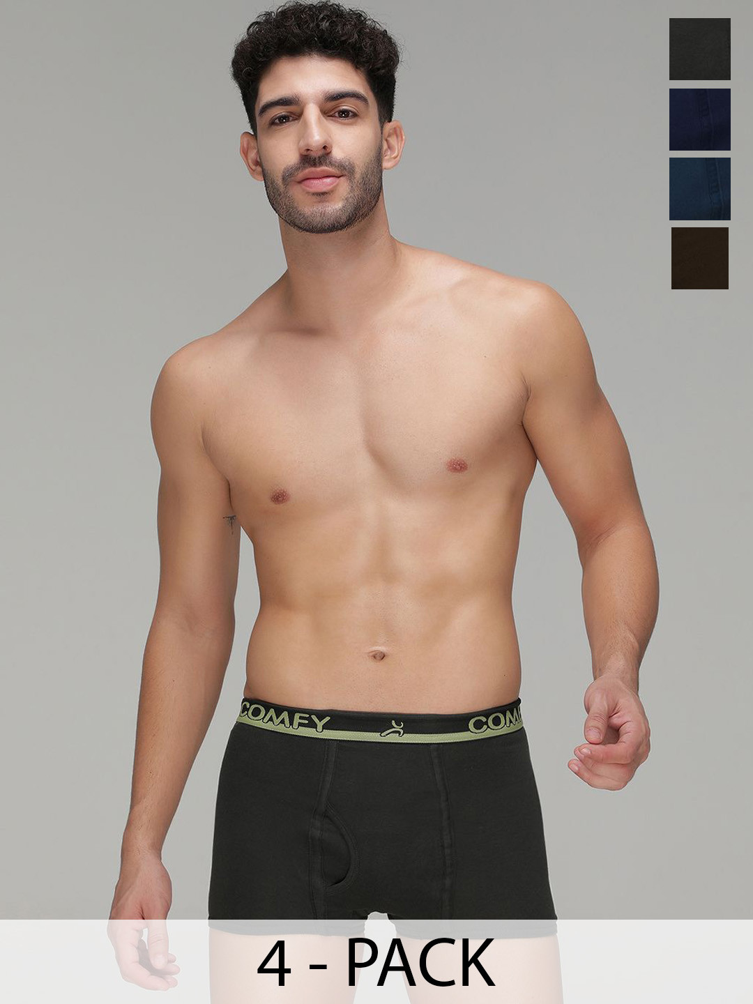 AMUL COMFY Pack Of 4 Assorted Pure Cotton Mini Trunks - AC-MTROE-ASST-XL-4PC